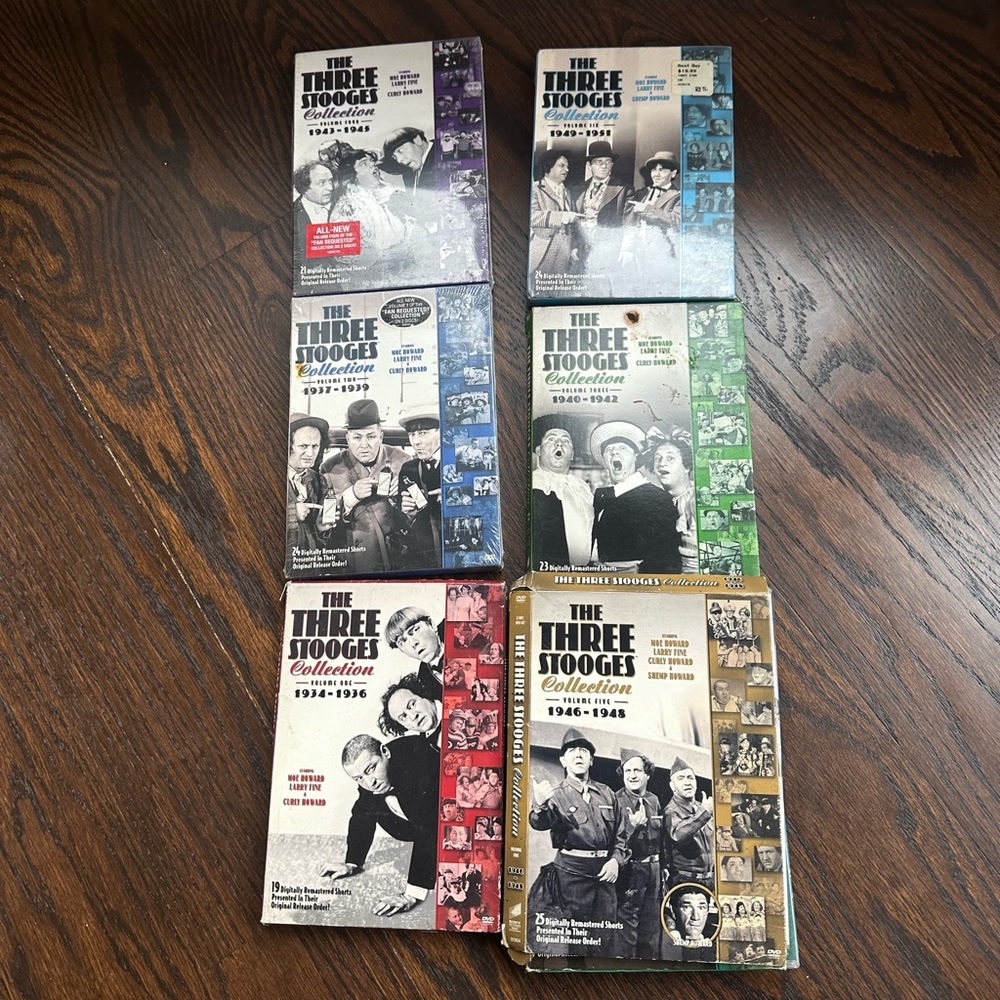 Collection of The Three Stooges DVD box sets.